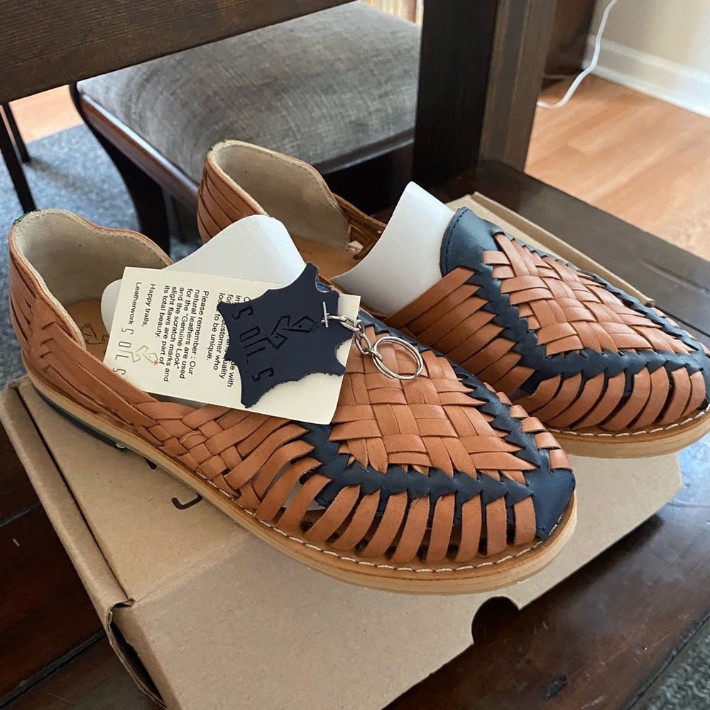 SOLS Ana Huarache Sandals size 8 100% Leather Brand New Mexican Espadrilles